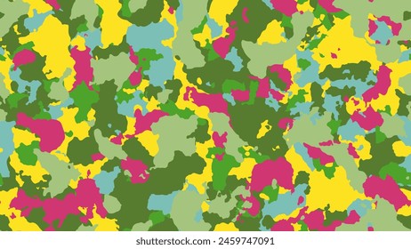 Textura de camuflaje militar. Abstractas fondo de camuflaje. Patrón sin costura para textil. Anuncio líquido amarillo. Diseño uniforme de colores. Combatir la Ilustración vectorial.