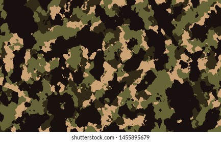 texture military Camouflage pattern background vector illustration. Classic clothing style masking camo repeat print. Green brown black olive colors forest texture High Resolution
