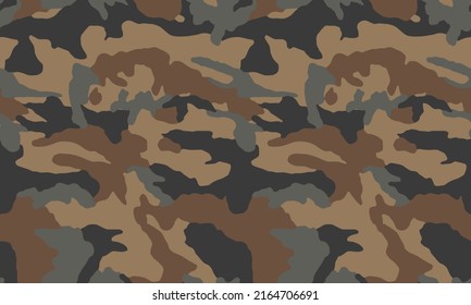 Texture military camouflage repeats seamless Vector Pattern For fabric, background, wallpaper and others. Classic clothing print. Abstract monochrome seamless Vector camouflage pattern.
