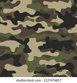 Texture military camouflage seamless pattern. Abstract army and hunting masking ornament background. Vector illustration.