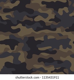 Texture military camouflage seamless pattern. Abstract army and hunting masking ornament background. Vector illustration.