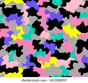 Texture military camouflage seamless pattern. Abstract army and hunting masking camo endless ornament background. Vector illustration