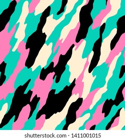 Texture military camouflage seamless pattern. Abstract army and hunting masking camo endless ornament background. Vector illustration