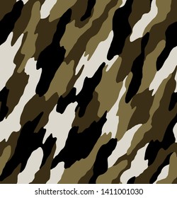 Texture military camouflage seamless pattern. Abstract army and hunting masking camo endless ornament background. Vector illustration