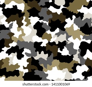 Texture military camouflage seamless pattern. Abstract army and hunting masking camo endless ornament background. Vector illustration