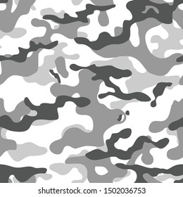 Texture military camouflage seamless pattern. Black and white. Abstract vector background.