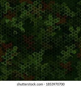 Textur Militär dunkelgrüne Farben Tarnung nahtlose Muster. Urban-Hexagon-Schlangenhaut. Abstrakte Armee- und Jagdmasken-Ornament-Textur. Vektorgrafik-Hintergrund