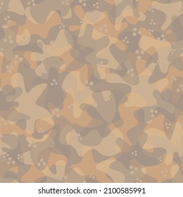 Texture military desert sand camouflage seamless pattern. Abstract army and hunting masking ornament background. Vector illustration.