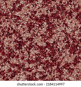 Texture military digital brown rust camouflage seamless pattern. Abstract army and hunting masking ornament background. Vector digital pixel mosaic camo texture