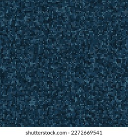 Texture military digital denim blue camouflage seamless pattern. Abstract army and hunting masking ornament background. Vector digital pixel mosaic camo texture