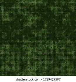 Texture military digital green camouflage seamless pattern. Abstract army and hunting masking ornament background. Vector digital pixel mosaic camo texture