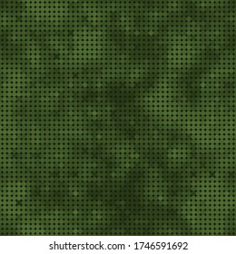 Texture military digital green camouflage seamless pattern. Abstract army and hunting masking ornament background. Vector digital pixel mosaic camo texture