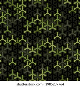 Texture military digital green camouflage seamless pattern. Abstract army and hunting masking ornament background. Vector digital triplex mosaic camo texture