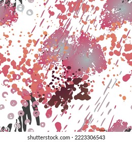 Texture Military. Fashion Concept. Distress Print. Bordo, Pink Illustration. Modern Surface Textile. Ink Stains. Spray Paint. Splash Blots. Artistic Creative Vector Background.