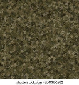 Texture military olive tan camouflage seamless pattern. Urban multicam hexagon snakeskin. Abstract army and hunting masking ornament background. Vector illustration.