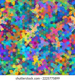 Texture military rainbow halftone colors urban camouflage seamless pattern. Urban hexagon snakeskin. Abstract army and hunting masking ornament texture. Vector illustration background