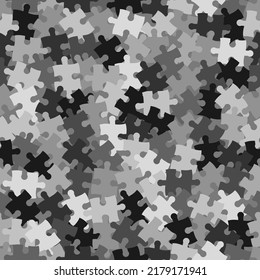 Texture of mixed puzzle shapes camouflage imitation seamless pattern. Abstract vector illustration. Modern stylish ornament texture for wrapping paper, carpet, bathroom tiles or clothing textile print