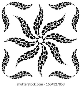 The texture mosaic for the kitchen walls or bathroom floor. Mosaic , the pattern of wave-like elements.Portuguese pattern. Azulejos Portugal. Turkish ornament, flower, star. Vector.