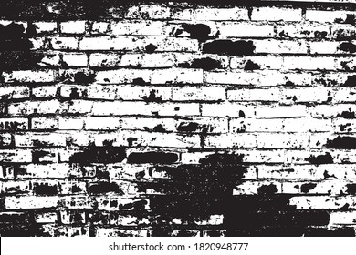 Texture mottled silhouette vector detail abstract black and white one color brick wall old retro material illustration background real