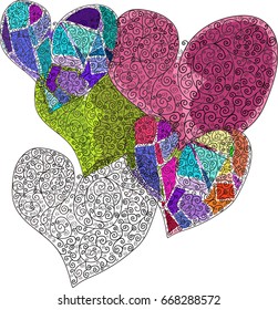 Texture of multi-colored hearts
