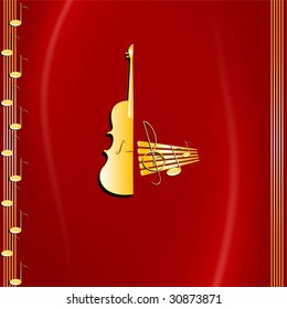 texture music and violin on red
