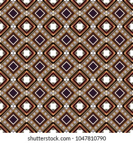 Texture, new background. Geometric stylized multicolored seamless pattern. Vector modern geometrical abstract background in white, black and brown colors.