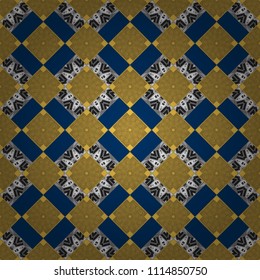 Texture, new background. Geometric stylized multicolored seamless pattern. Vector modern geometrical abstract background in blue, gray and beige colors.