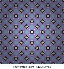 Texture, new background. Geometric stylized multicolored seamless pattern. Vector modern geometrical abstract background in blue, purple and violet colors.