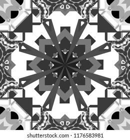 Texture, new background. Geometric stylized multicolored seamless pattern. Vector modern geometrical abstract background in black, white and gray colors.