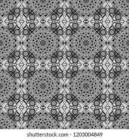 Texture, new background. Geometric stylized multicolored seamless pattern. Vector modern geometrical abstract background in gray, black and white colors.