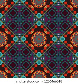 Texture, new background. Vector modern geometrical abstract background in brown, red and blue colors. Geometric stylized multicolored seamless pattern.