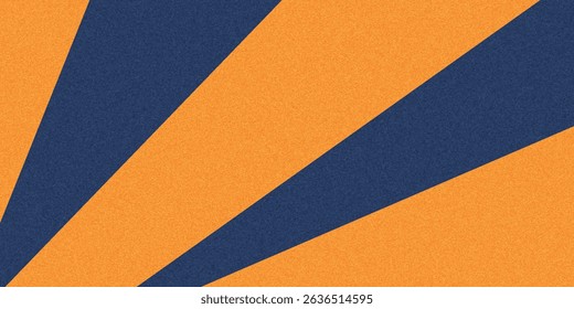Texture of old craft orange and navy blue color paper background, macro. Structure of vintage abstract ginger cardboard with gradient and rainbow, rays pattern. Felt backdrop.