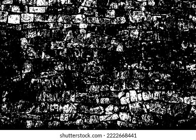 Texture of old dry shabby limestone brickwall. Grungy peeled chipped worn facade of stiff block. Scratched messy chapped dirtied granite slabs. Aged mottled ruined rustic stack stone for grunge design