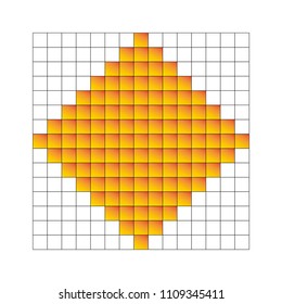texture on rhombus-shaped grid with gradation in vector, stepped figure 80's video game