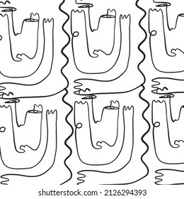 texture with one continuous line drawing of faces. Minimalist concept design for home decor, t-shirt and clothes print. Vector illustration. 