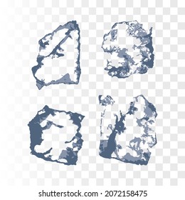 The texture of the overlay. Grunge background. Abstract textured effect. Vector illustration. Blue texture on a transparent background. EPS 10. Torn paper