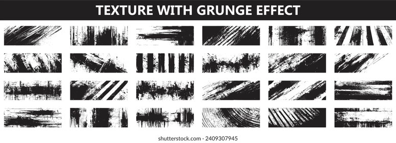 Texture overlay with grunge effect. Abstract grunge rectangular frames collection. Overlay vector textures