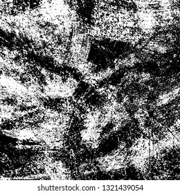The texture of paint strokes with a dry brush. Grunge background black and white. Monochrome vintage surface in stains, dust and dirt. Gloomy pattern of scuffs, wear, cracks, chips