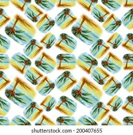 Texture with palms on sand beach seamless pattern vector 