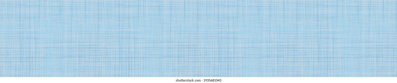 Texture panorama of Light Blue natural cotton or linen. Textile background banner panorama. Flax bright cloth pattern with fiber. Vector illustration.