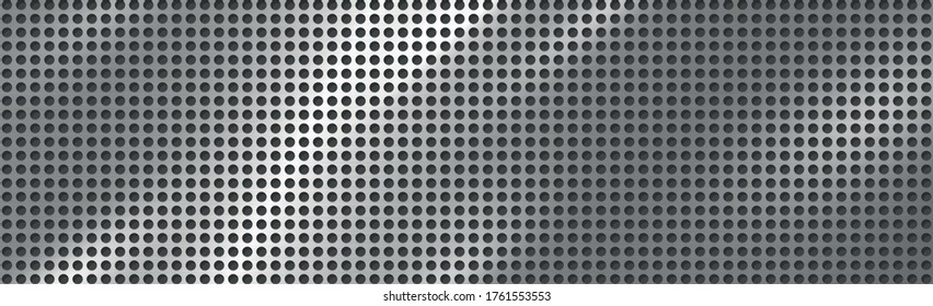 Texture panorama of metal with reflection with perforation - illustration
