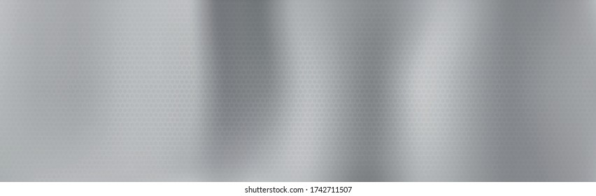 Texture panorama of silver metal with reflection - background