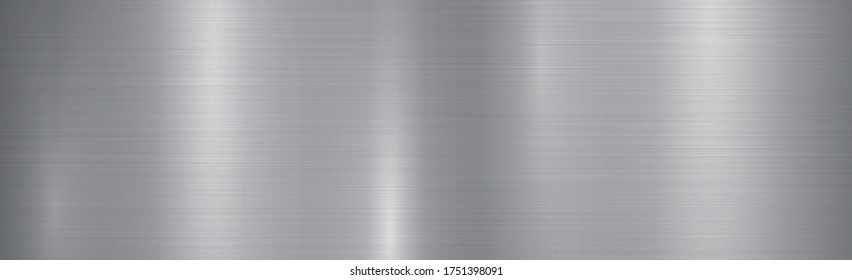 Texture panorama of silver metal with reflection - background