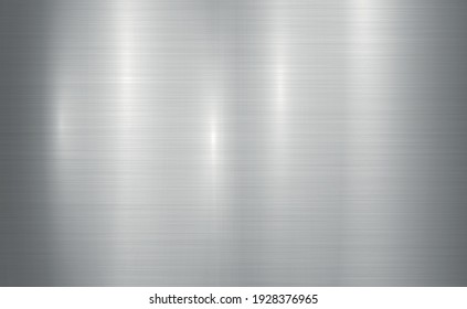 Texture panorama of silver metal with reflection - background