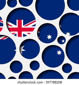 Texture - paper cut circles. Australian flag. Background for web, banner, cards, e-mail etc.