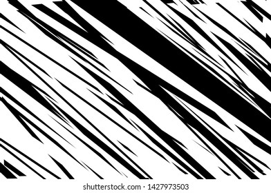 Texture with parallel lines of different lengths and thicknesses, abstract geometric pattern. Black and white vector illustration, design element for backgrounds, patterns. Grunge urban style
