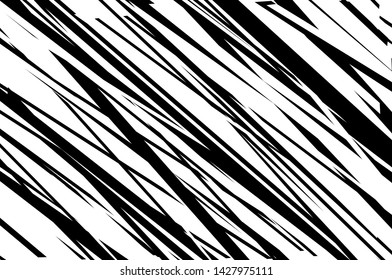 Texture with parallel lines of different lengths and thicknesses, abstract geometric pattern. Black and white vector illustration, design element for backgrounds, patterns. Grunge urban style