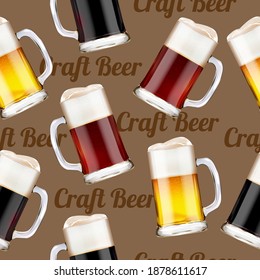 Texture, pattern with beer. Craft beer. For printing on paper. Realistic glass of beer