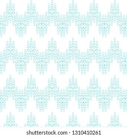 Texture pattern of blue holiday hearts arranged in a wave, zigzag for Valentine's Day, Mother's Day, Women's Day and copy space on a white background. Vector illustration.