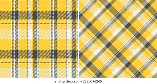 Texture pattern fabric of seamless background tartan with a plaid check textile vector set in gold colors.
